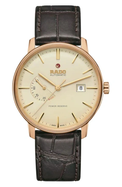 Rado Coupole Automatic Power Reserve Bracelet Watch, 41mm In Beige/black
