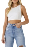 Grey Lab Open Elastic Back Crop Tank In Ivory