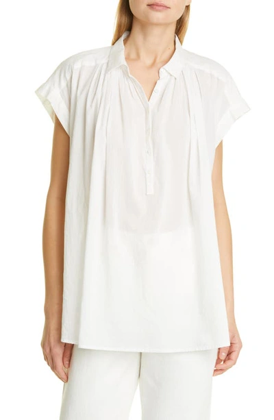 Nili Lotan Normandy Short Sleeve Cotton Blouse In White