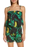 Ganni Banana Print Organic Cotton Camisole In Banana Tree Black