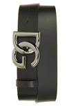 Dolce & Gabbana Dg Logo Buckle Leather Belt In Black
