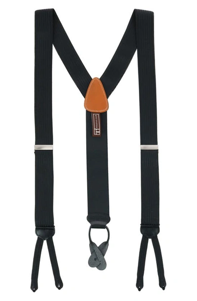 Trafalgar Adjustable Silk Patterned Suspenders In Navy