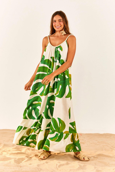 green emerald velvet dress Multicolor Delicate Floral Stripes Lenzing™ Ecovero™ Euroflax™ Maxi Dr – FARM  Rio