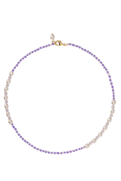 Talis Chains Tulum Beaded Pearl Necklace Lilac