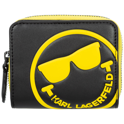 Karl Lagerfeld Women's Wallet Coin Case Holder Purse Card Bifold   Karl X Smileyworld In Black