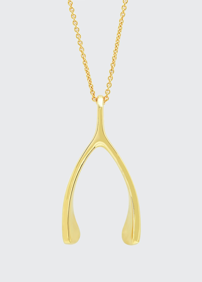 Jennifer Meyer 18k Wishbone Pendant Necklace In Gold