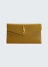 Saint Laurent Uptown Medium Ysl Monogram Grain De Poudre Pouch Bag In Olive Drab
