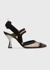 Fendi Colibri 85mm Ff Mesh Slingback High-heel Pumps In F1otr Black