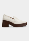 TOD'S GOMMA LEATHER BLOCK-HEEL PENNY LOAFERS