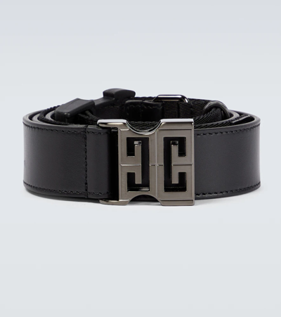 Givenchy 4g-buckle Faux-leather And Grosgrain Belt In Black