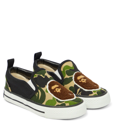 Bape Baby Printed Slip-on Trainers In Green