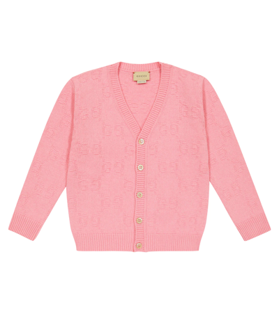 Gucci Kids' V-neck Wool Cardigan In Rosa