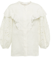 Chloé Women's Embroidered Eyelet Puff-sleeve Blouse In Iconic Milk