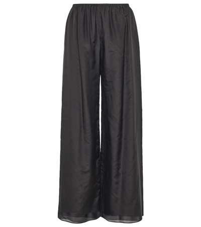 The Row Andres Cotton And Silk-blend Wide-leg Pants In Black