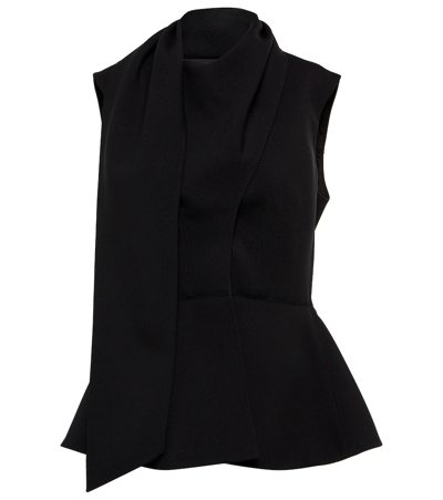 The Row Fanya Draped-panel Twill Sleeveless Jacket In Black