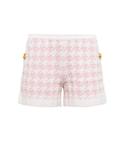 Balmain Houndstooth-print Knitted Shorts In Neutrals