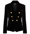 Balmain Black Double-breasted Jacket With Branded Buttons And Asymmetric Cut In Wool Woman In 0pa Noir