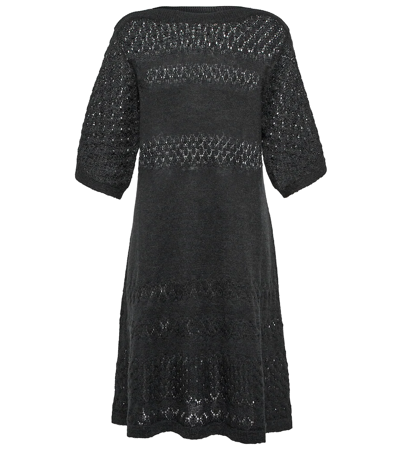 See By Chloé Open-knit Alpaca Wool-blend Dress In Black