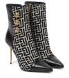 Balmain Roni Monogram Button Stiletto Booties In Gfe Ivoire/noir