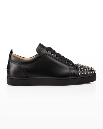 Christian Louboutin Men's Louis Junior Spiked Low-top Sneakers In Black