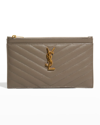 Saint Laurent Small Ysl Grain De Poudre Bill Pouch Wallet In 1202 Fog