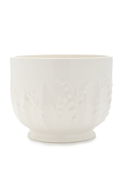 Moda Domus Lily Of The Valley Large Ceramic Cachepot In White