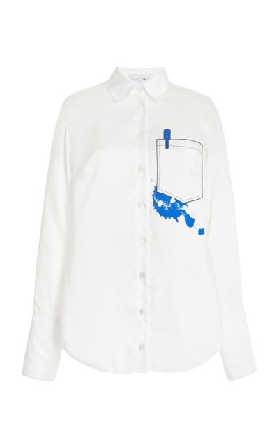 Az Factory + Thebe Magugu Printed Recycled Satin-twill Shirt In Whi White