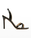 Veronica Beard Analita Patent Leather Halter Sandals In Black