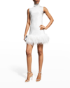 16arlington Umiko Feather-trim Mini Bridal Dress In Ivory