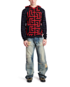 Balmain Men's Maxi Monogram Wool-linen Hoodie In Noir/rouge/bleu M