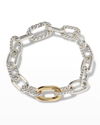 David Yurman Sterling Silver And 18kt Bonded Yellow Gold Detail Dy Madison Medium Bracelet In Two Tone