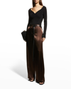Alexander Mcqueen Wool-mohair Wide-leg Trousers In Brown