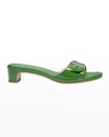 Kate Spade Gazebo Patent Buckle Sandals In Bitter Greens