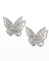 ALEXANDER LAUT WHITE GOLD BAGUETTE AND ROUND DIAMOND BUTTERFLY EARRINGS