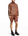 Ahluwalia Men's Braid-print Recycled Raincoat In Red/khaki/black