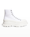 Alexander Mcqueen Tread Slick Canvas And Rubber Exaggerated-sole Ankle Boots In White