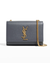 Saint Laurent Kate Small Ysl Monogram Grain De Poudre Crossbody Bag On Chain In Storm