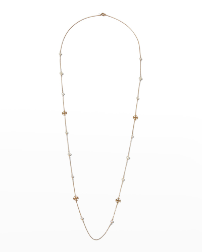 TORY BURCH KIRA PEARL DELICATE LONG NECKLACE