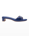 Kate Spade Gazebo Patent Buckle Sandals In Outerspace