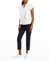 Theory Button-down Georgette Ruffle Top In Iv