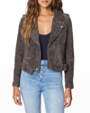 Blanknyc Cropped Stretch Suede Moto Jacket In Charcoal