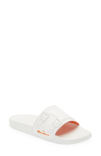 Santoni Men's Edison Rubber Double Buckle Style Slides In White