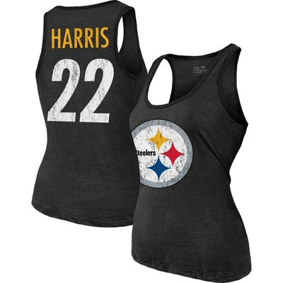 MAJESTIC MAJESTIC THREADS NAJEE HARRIS BLACK PITTSBURGH STEELERS PLAYER NAME & NUMBER TRI-BLEND TANK TOP