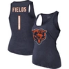 MAJESTIC MAJESTIC THREADS JUSTIN FIELDS HEATHERED NAVY CHICAGO BEARS NAME & NUMBER TRI-BLEND TANK TOP