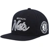 Mitchell & Ness Men's  Black New Jersey Nets Hardwood Classics Mvp Team Script 2.0 Snapback Hat In Black