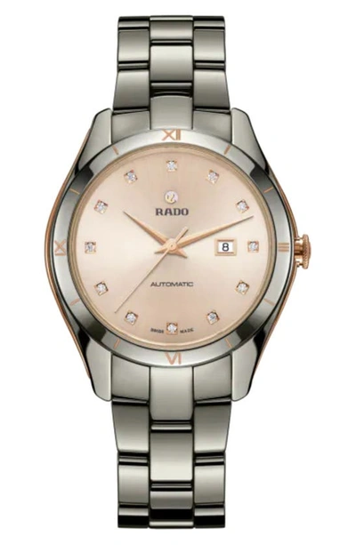 Rado Hyperchrome Diamond Automatic Bracelet Watch, 36mm In Pink/gray