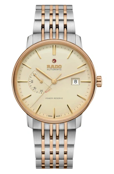 Rado Coupole Automatic Power Reserve Bracelet Watch, 41mm In Beige/two Tone