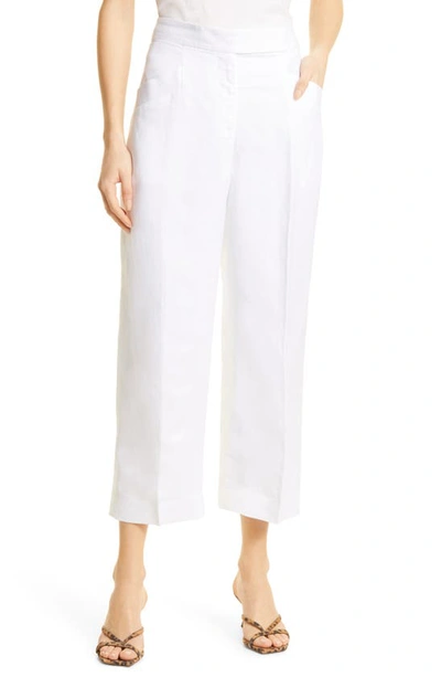 Club Monaco Wide Leg Linen Blend Trousers In White