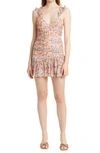 Loveshackfancy Desra Ruched Ruffle Minidress In Pastel Confetti
