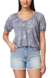 C&c California Masha Burnwash Shirred Top In Grisaille Etched Floral